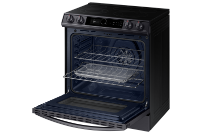 30" Samsung  6.3 Cu. Ft. Electric Range With True Convection And Air Fry In Black Stainless Steel - NE63T8711SG