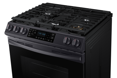 30" Samsung 6.0 Cu. Ft. Gas Range With True Convection And Air Fry in Black Stainless Steel - NX60T8511SG