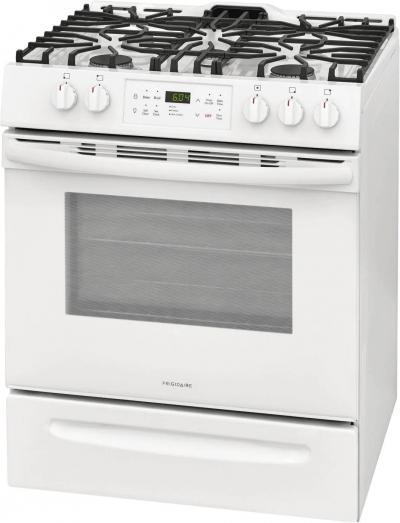 30" Frigidaire 5 Cu. Ft. Front Control Gas Ranges in White - FFGH3054UW