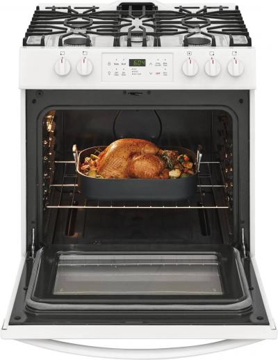 30" Frigidaire 5 Cu. Ft. Front Control Gas Ranges in White - FFGH3054UW