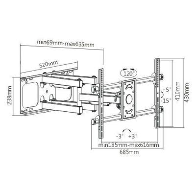 Protech 37″ - 82″ Full Motion/Articulating TV Wall Mount - FL535