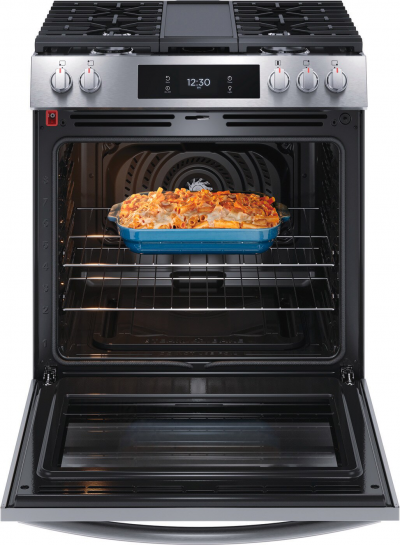 30" Frigidaire Gallery 6 Cu. Ft. Front Control Gas Range with Total Convection in Stainless Steel - GCFG3060BF